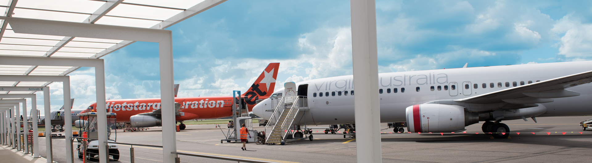 Virgin Australia aircraft on Apron at Newcastle Airport