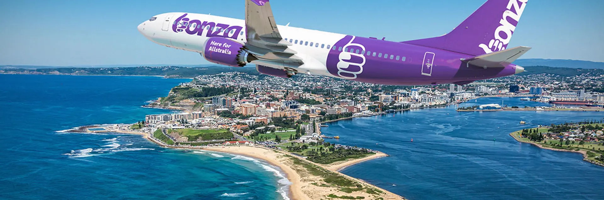 Bonza plane flying over Newcastle 